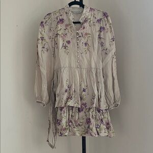 Forever New Floral Cream and Purple Dress